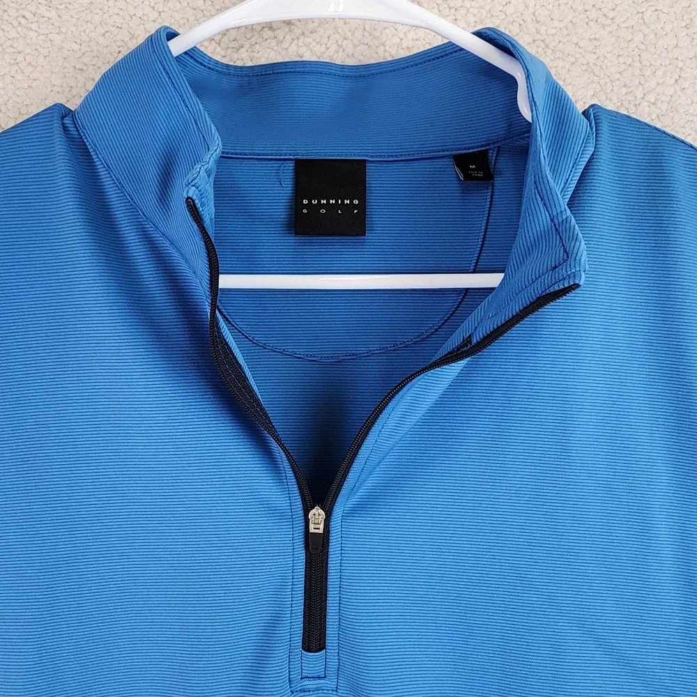 Dunning‎ Golf Quarter Zip Performance Vest Mens M Blue Ribbed Mock Neck 2374